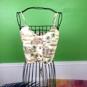 American Eagle Beach Palm Tree Button Up Crop Top Size XS